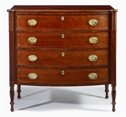 Appraisal: Federal mahogany inlaid bow front chest of drawersmassachusetts early th