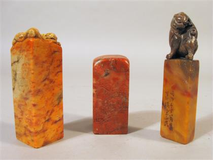 Appraisal: Three Chinese soapstone seals qing dynasty and later All of