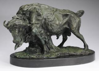 Appraisal: Bronze sculpture of bison signed 'BC Zheng' Patinated bronze sculpture