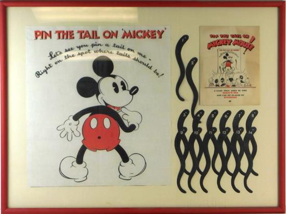 Appraisal: Pin the Tail on the ''Mickey'' game frame under glass