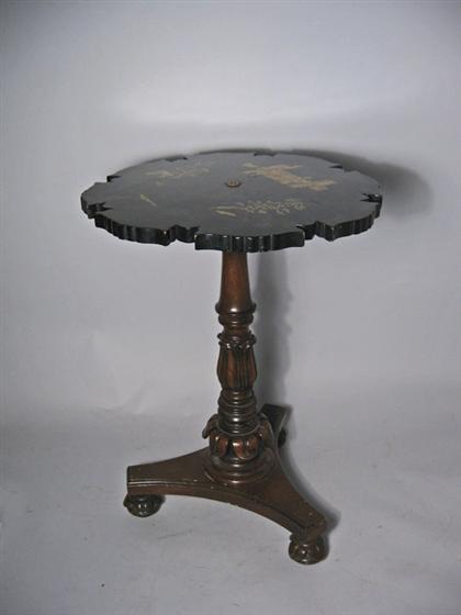 Appraisal: Small Chinoserie Decorated Side Table With a carved mahogany pedestal