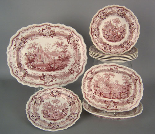 Appraisal: Red transfer decorated Staffordshire th c depicting an Asian landscape