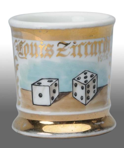 Appraisal: Gambler's Dice Shaving Mug Description Dated and marked Felda China