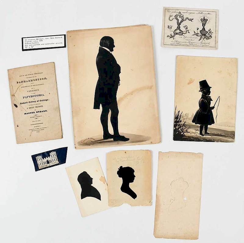 Appraisal: Five Assorted Silhouettes Two Printed Items British early th century