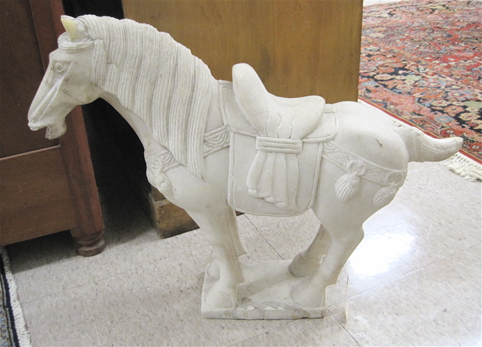 Appraisal: TANG STYLE WHITE MARBLE HORSE Chinese th century executed in