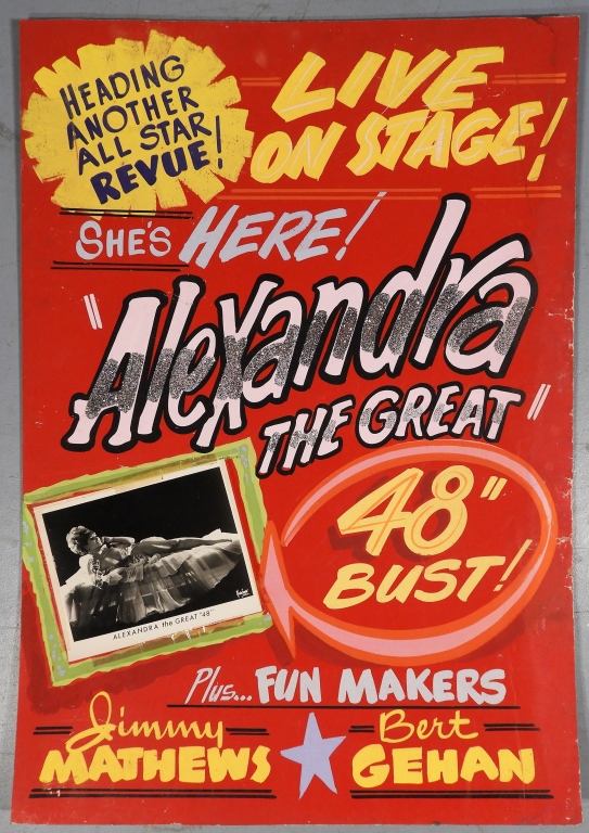 Appraisal: ALEXANDRA THE GREAT EROTIC NUDE REVUE AD POSTER United States