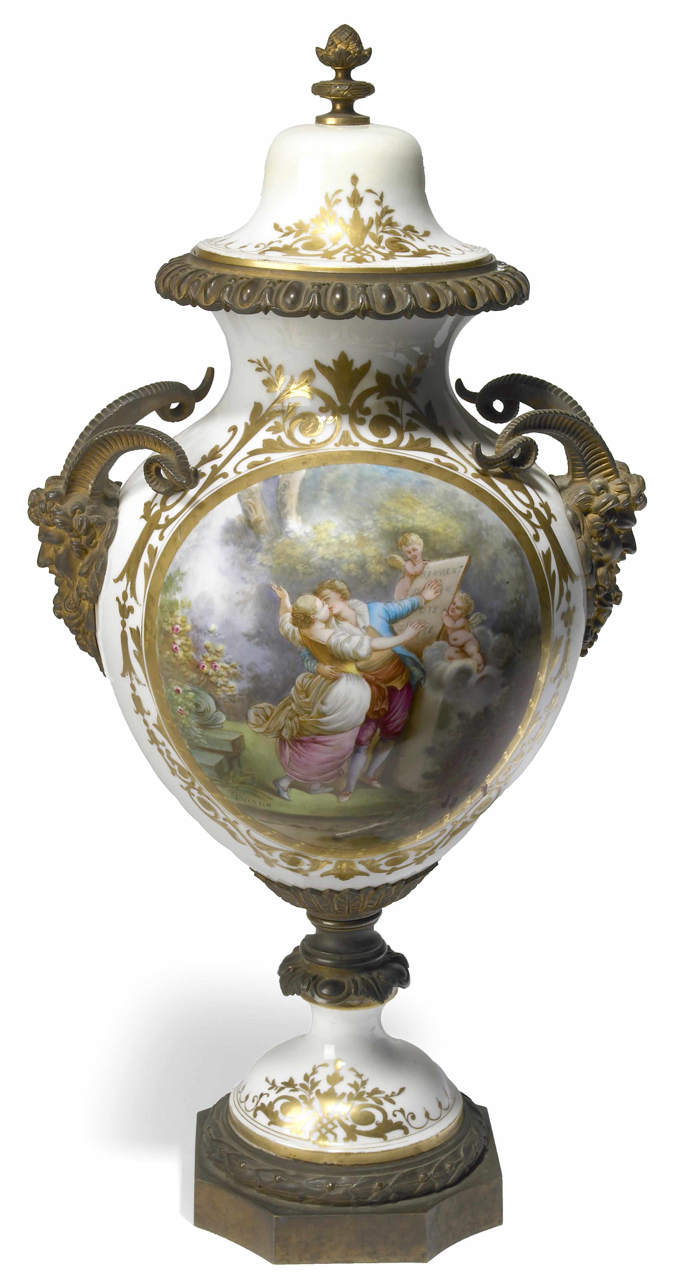 Appraisal: A Louis XV style gilt bronze mounted porcelain covered vase