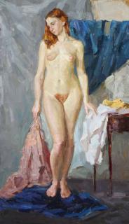 Appraisal: A PAIR OF FEMALE NUDE OIL PAINTINGS UKRAINIAN ALINA SEMENENKO