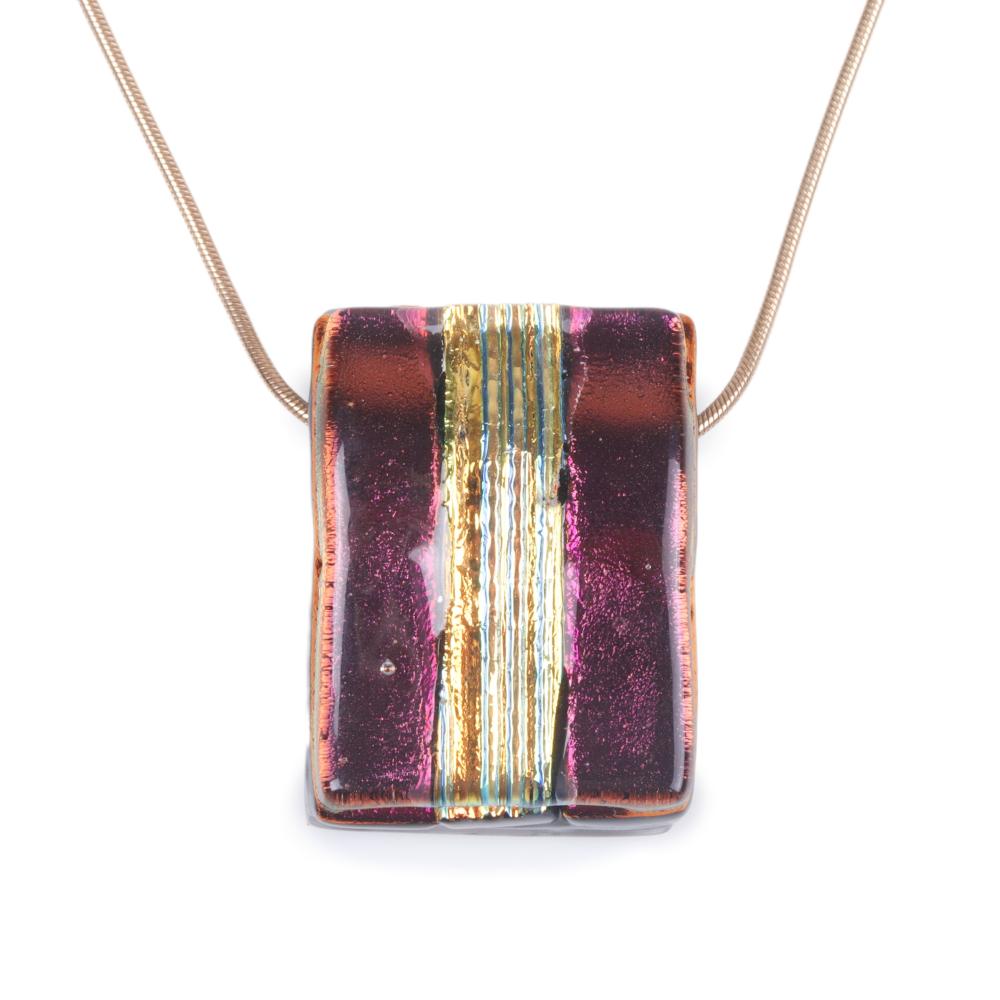 Appraisal: Dichroic art glass pendant with K rose gold omega chain