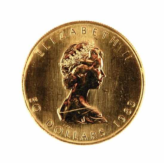 Appraisal: Canadian Gold Maple Leaf coin obverse with portrait of Queen