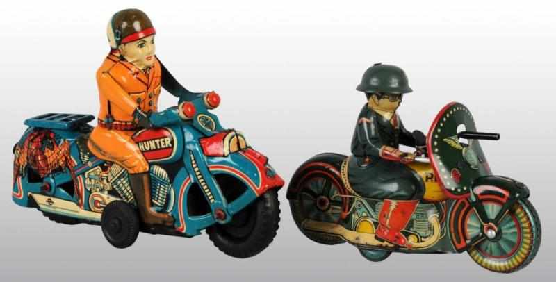 Appraisal: Lot of Tin Motorcycle Friction Toys Description Japanese Working Includes