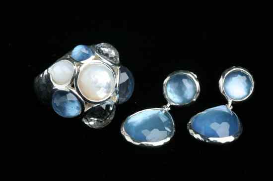 Appraisal: TWO PIECES SIGNED IPPOLITA STERLING SILVER MOTHER-OF-PEARL AND BLUE GEMSTONE