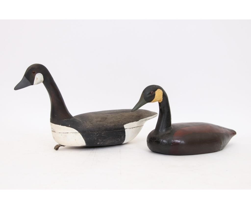 Appraisal: Two carved goose decoys one signed J Lauck Linwood NJ