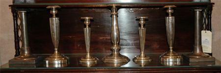 Appraisal: Three Pairs of American and Continental Silver Candlesticks Together with