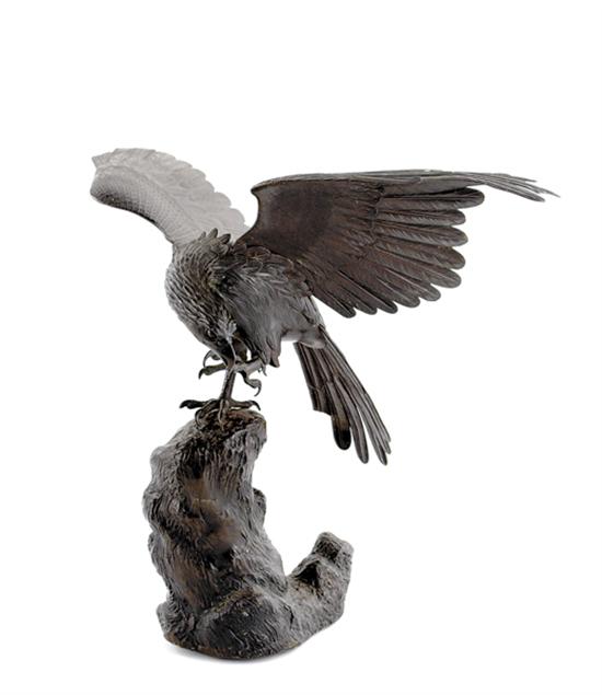 Appraisal: Japanese bronze eagle Meiji Period circa figure of eagle perched