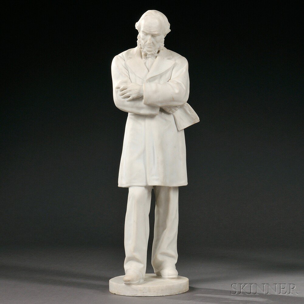 Appraisal: White Marble Sculpture of a Standing Male Figure second half