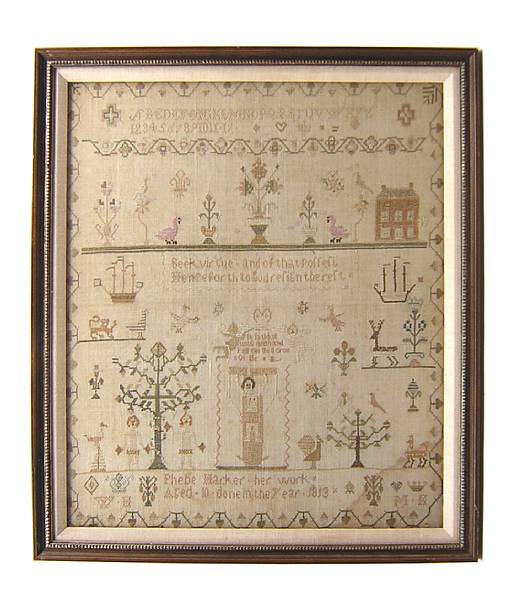 Appraisal: An English framed needlework with embroidered signature Phebe Harker and