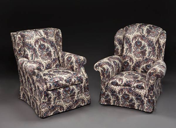 Appraisal: A pair of George III style wing chairs mid th