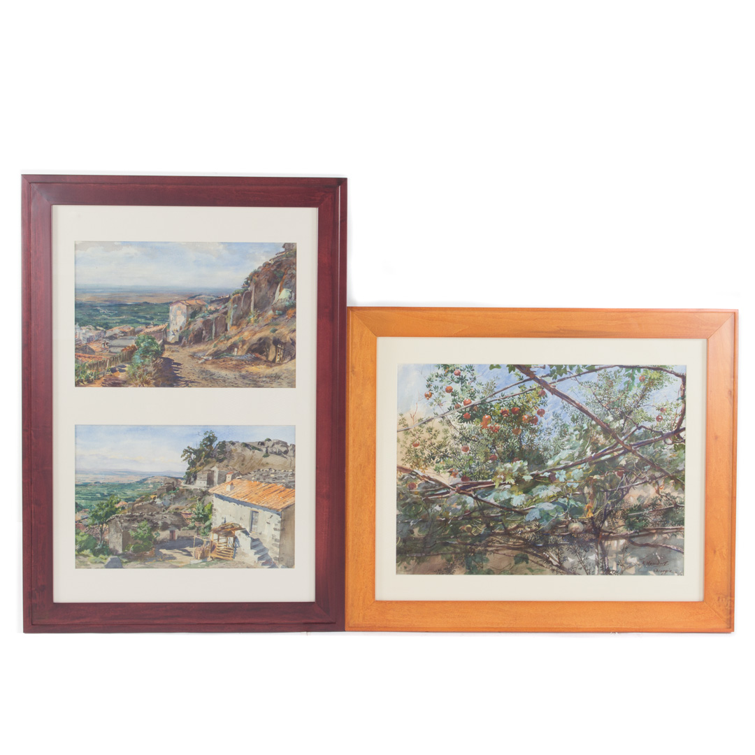 Appraisal: Richard Hendorf Three watercolors on paper German - Two Views