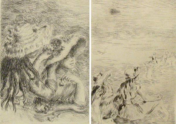 Appraisal: Pierre-Auguste Renoir Sur la plage Le chapeau epingle S Etchings