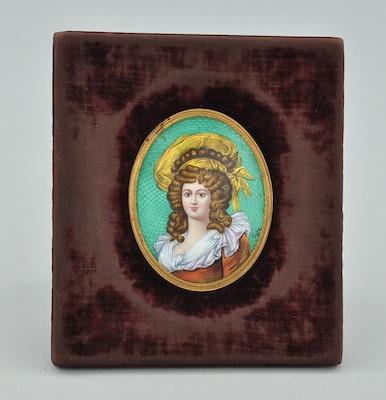 Appraisal: A Guilloche Enamel Portrait Plaque Beautifully executed and signed Syba