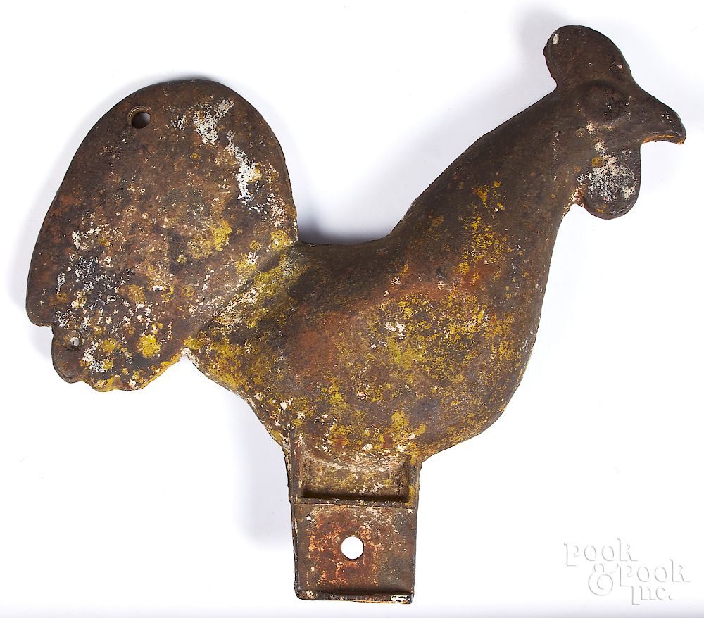 Appraisal: Cast iron rooster windmill weight Cast iron rooster windmill weight