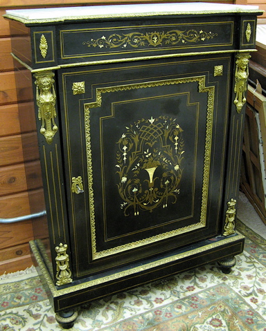 Appraisal: NAPOLEON III EBONIZED INLAID AND ORMOLU-MOUNTED SIDE CABINET French mid