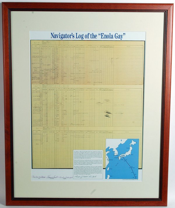 Appraisal: Facsimile of Enola Gay Navigators Log signed by pilot Paul