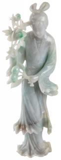 Appraisal: A CHINESE GREEN AND LAVENDER JADEITE FIGURE OF A MEIREN