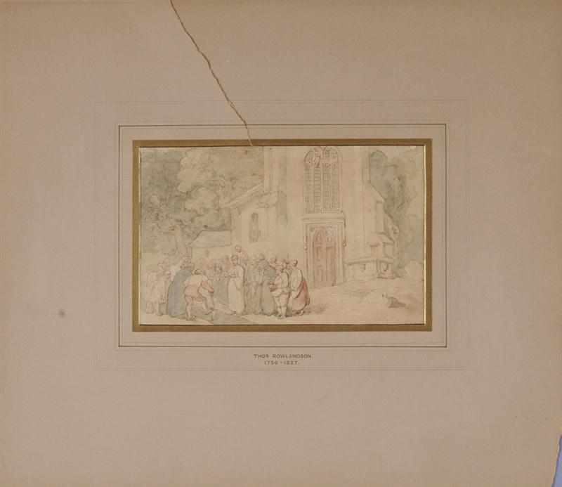 Appraisal: MANNER OF THOMAS ROWLANDSON BURIAL AT CHURCH Gouache on paper