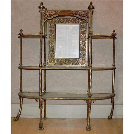 Appraisal: Victorian Brass Onyx and Glass Mirrored Etagere Estimate -