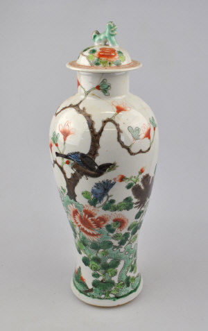 Appraisal: A Chinese famille vert baluster vase and cover decorated with