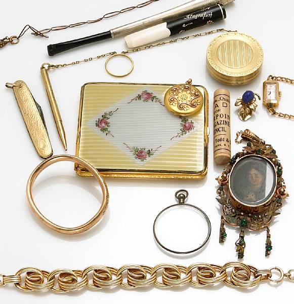 Appraisal: A collection of jewelry and gold-filled objects