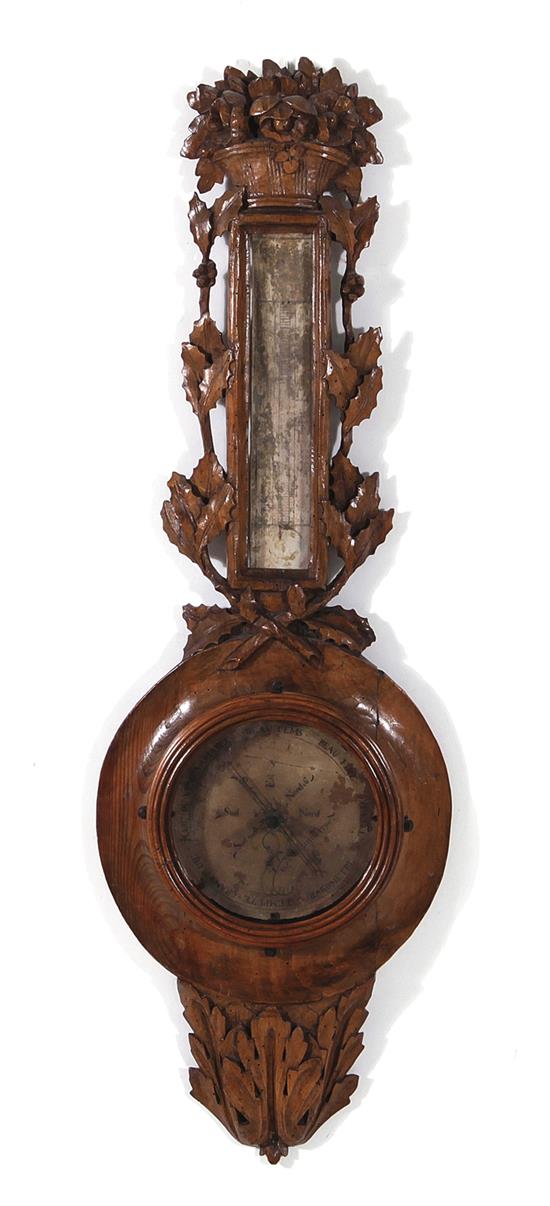 Appraisal: French carved pine barometer case th century H W Provenance