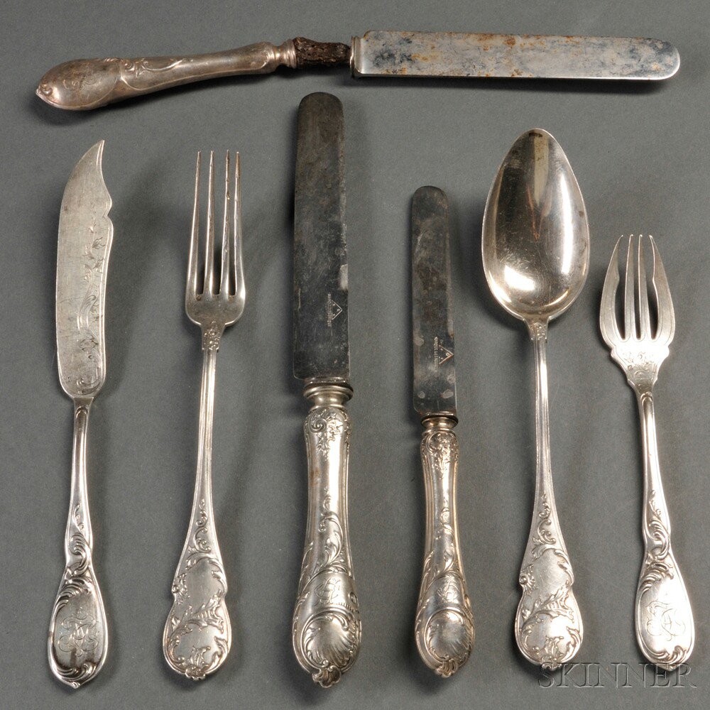 Appraisal: Assembled Continental Rococo-style Silver Flatware Service late th early th