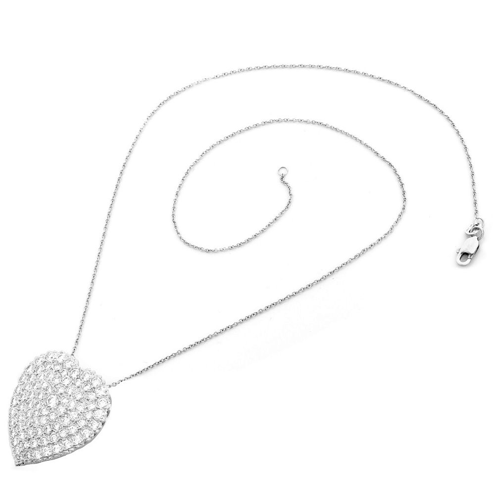 Appraisal: Diamond and K Gold Heart Necklace Contemporary Approx Carat Pave