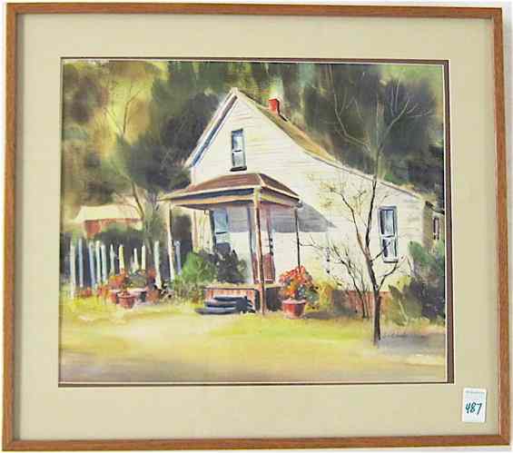 Appraisal: JEAN SCHWALBE PORTLAND OR ORIGINAL WATERCOLOR old farmhouse x inches