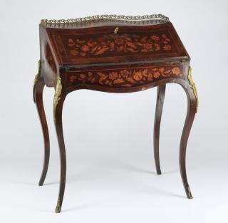 Appraisal: Louis XVI style marquetry inlaid desk h Louis XVI style