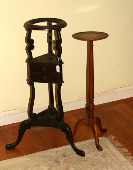 Appraisal: George III Style Mahogany Basin Stand and Leather-Inset Pine Tripod