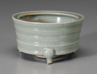 Appraisal: Longquan Ceramic Tripod Censer Chinese Song dynasty AD - cylindrical