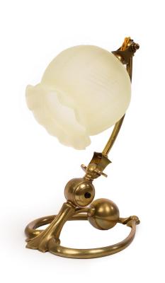 Appraisal: A WAS Benson brass table lamp with Powell glass shade