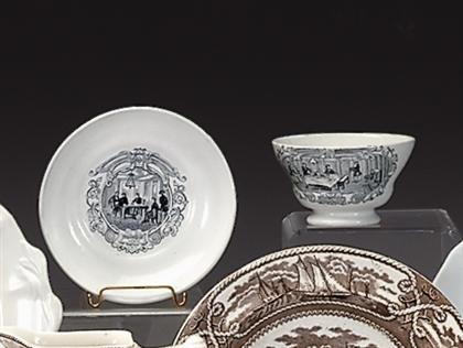 Appraisal: Black transferware teabowl and saucer james and thomas edwards burslem