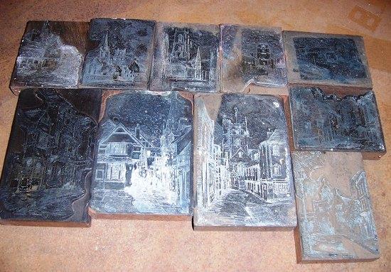 Appraisal: Sundry printer's plates showing town and village scenes churches etc