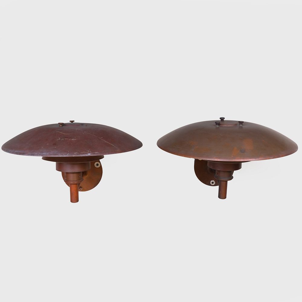 Appraisal: Pair of Poul Henningsen Patinated Metal 'PH ' Wall Lights