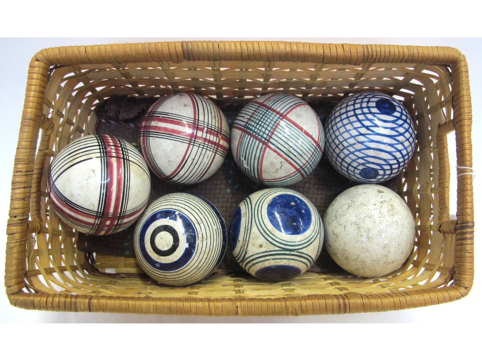 Appraisal: Seven Scottish pottery carpet balls