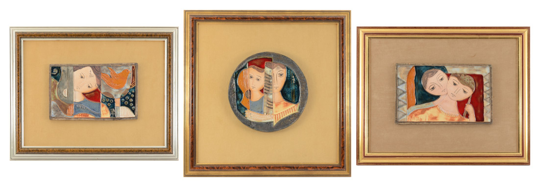 Appraisal: FAKTOROWITSCH Ruth Israeli - plaques Emotions painted ceramic '' x