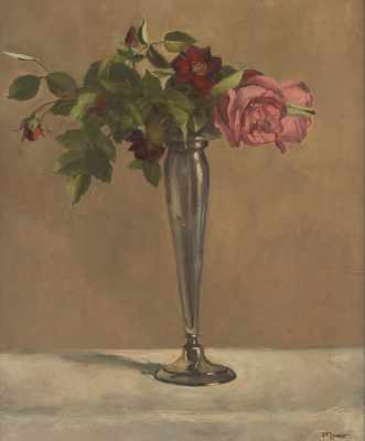 Appraisal: Frederick Hale McDuff American - Roses in a silver vase