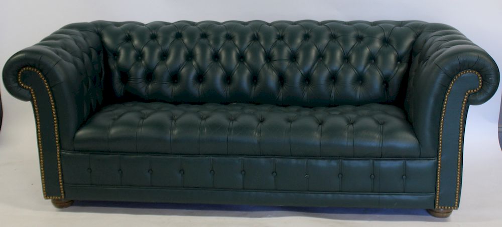 Appraisal: Fine Quality Leather Upholstered Chesterfield Sofa From a Stamford CT