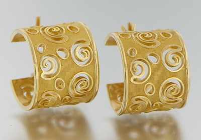 Appraisal: A Pair of Playful Gold Earrings k yellow gold earrings