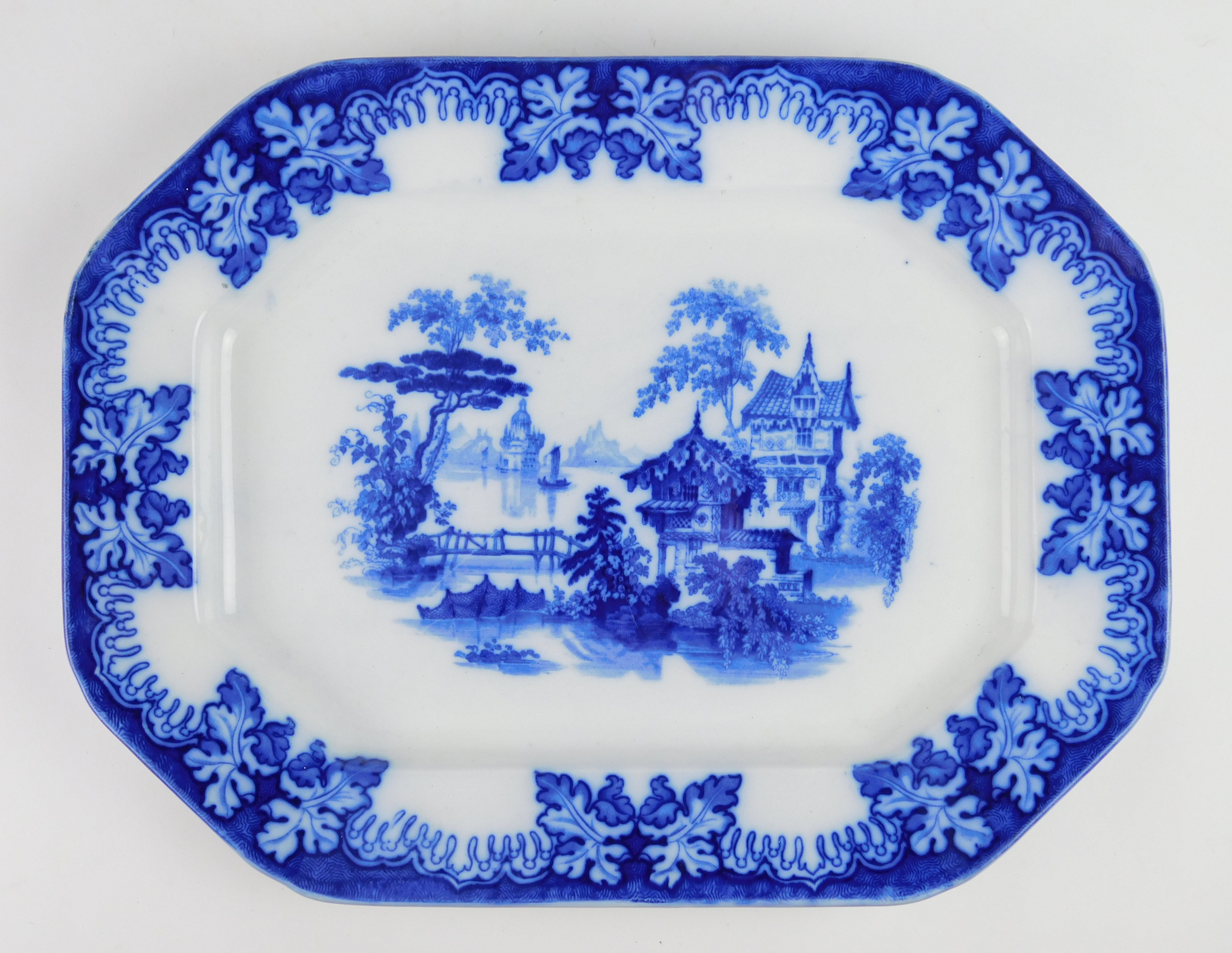 Appraisal: Flow Blue platter- 'Rhine' x ''